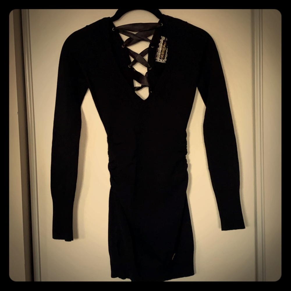 GUESS Black Vneck Sweater XS